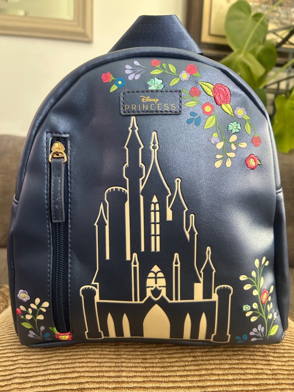 Disney Princess Navy Blue Castle & Floral Mini Backpack